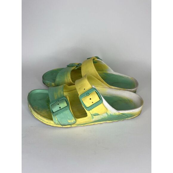 Birkenstock Sandals Slides Double Strap Buckle Women Size 38 US 7 Green - Picture 3 of 14
